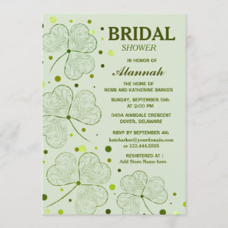 Invitación Shamrock Polka Dots Bridal Shower 2