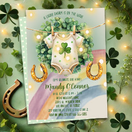 Invitación Shamrock y Baby Shower arcoiris con encanto