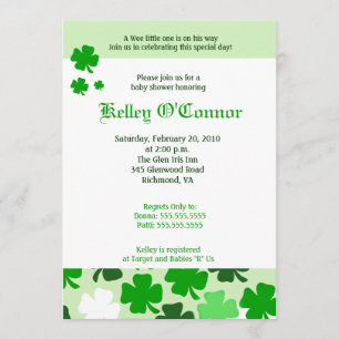 Invitación SHAMROCKS ST PATRICKS DAY VERDE Baby Shower