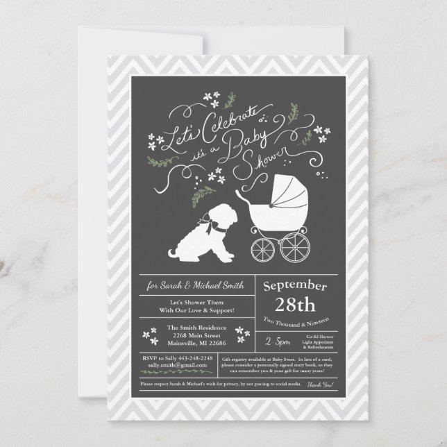 Invitación Shar Pei Perro Bebé Ducha Género Neutral (Anverso)