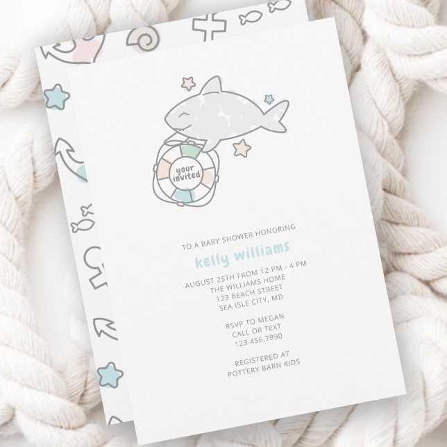 Invitación Shark Ahoy Baby Shower (Shark Ahoy Baby Collecion)