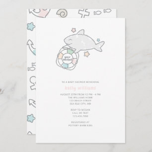 Invitación Shark Ahoy Baby Shower