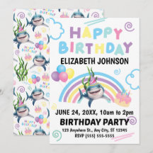 Shark Birthday Invitation 