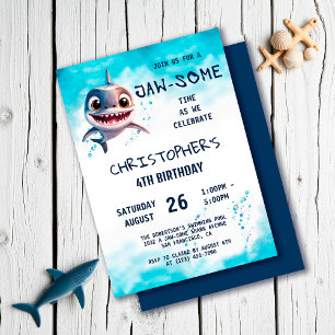 Invitación Shark Jawsome Under Sea Birthday Party