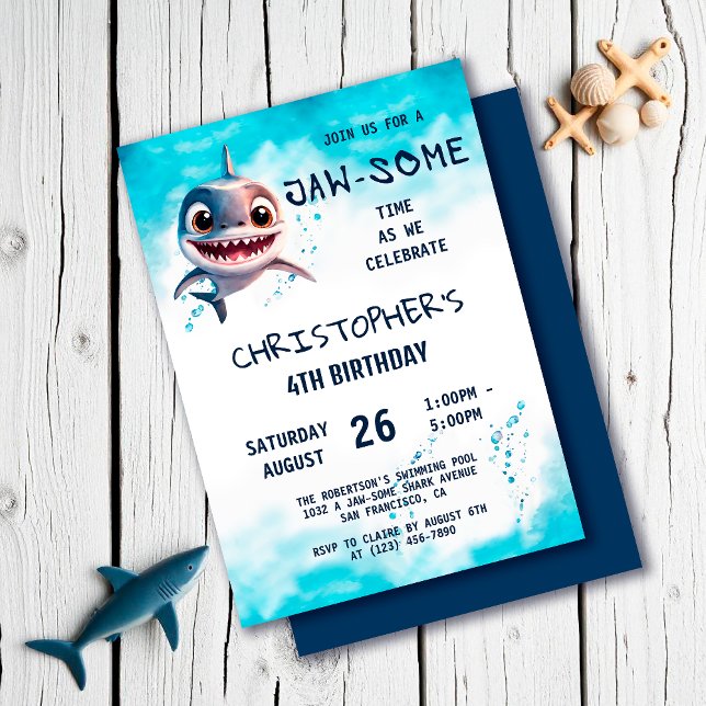 Invitación Shark Jawsome Under Sea Birthday Party (Subido por el creador)