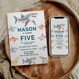 Invitación Shark Splash 5th Birthday Party | Cute Ocean Kids