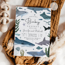 Invitación Shark Under the Sea Ocean Animals Baby Shower