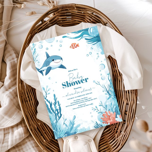 Invitación Shark Under the Sea Ocean Animals Baby Shower (Subido por el creador)