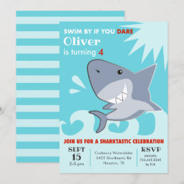 Invitación Sharktastic, fiesta de cumpleaños de la piscina de