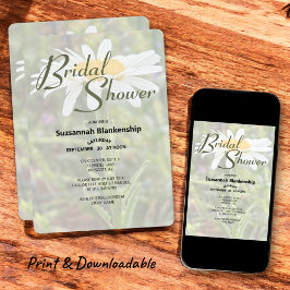 Invitación Shasta blanca Daisy Foto Bridal Shower