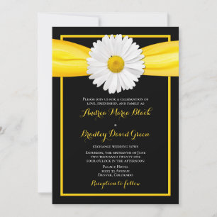 Invitación Shasta Daisy Yellow Ribbon Black Boda