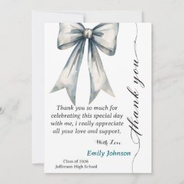 Invitación She did it Graduation Thank you  Photo Blue Bow 