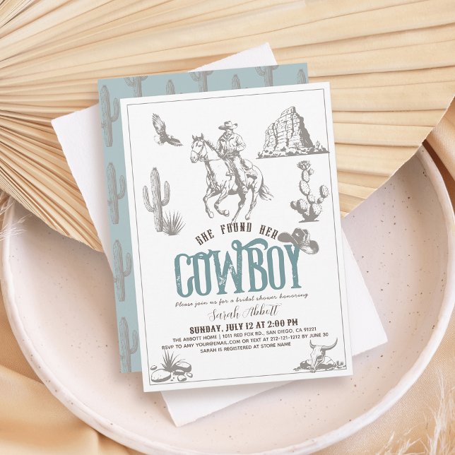 Invitación She Found Her Cowboy Blue Bridal Shower (Subido por el creador)