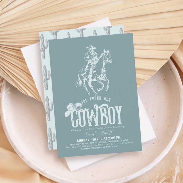 Invitación She Found Her Cowboy Dusty Blue Bridal Shower (Subido por el creador)