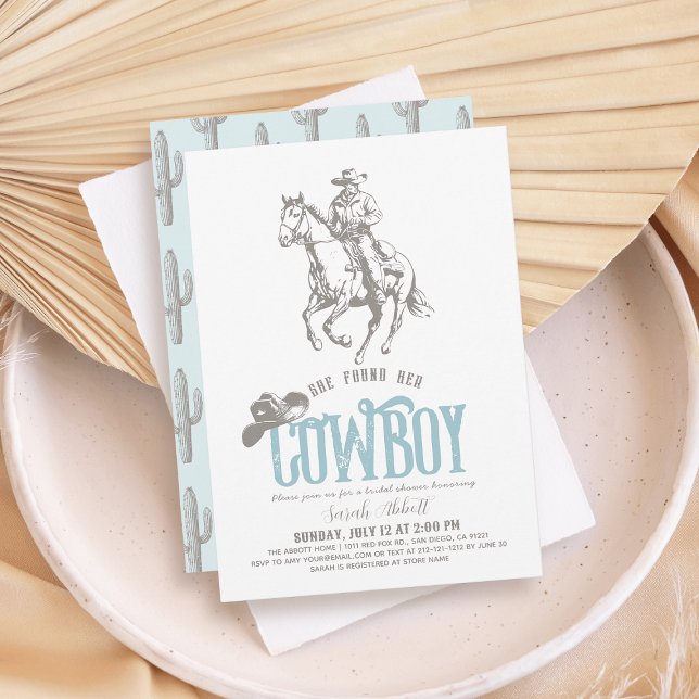 Invitación She Found Her Cowboy Pale Blue Bridal Shower (Subido por el creador)