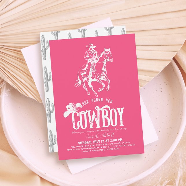 Invitación She Found Her Cowboy Pink Bridal Shower (Subido por el creador)