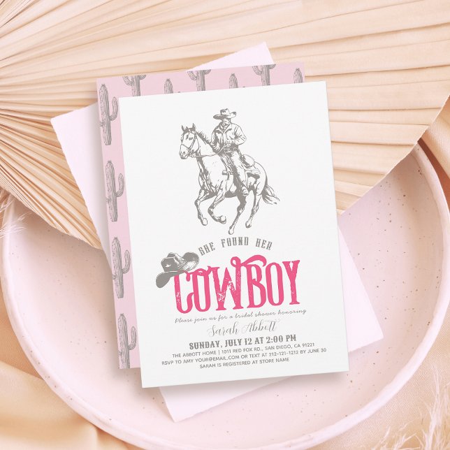 Invitación She Found Her Cowboy Pink Bridal Shower (Subido por el creador)