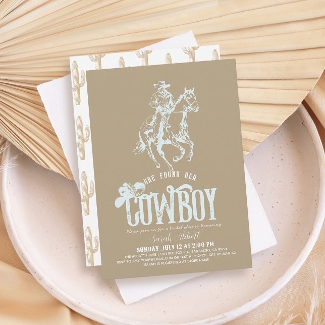 Invitación She Found Her Cowboy Sand Beige Bridal Shower (Subido por el creador)