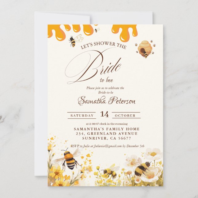 Invitación She found her honey Bee bridal shower (Anverso)
