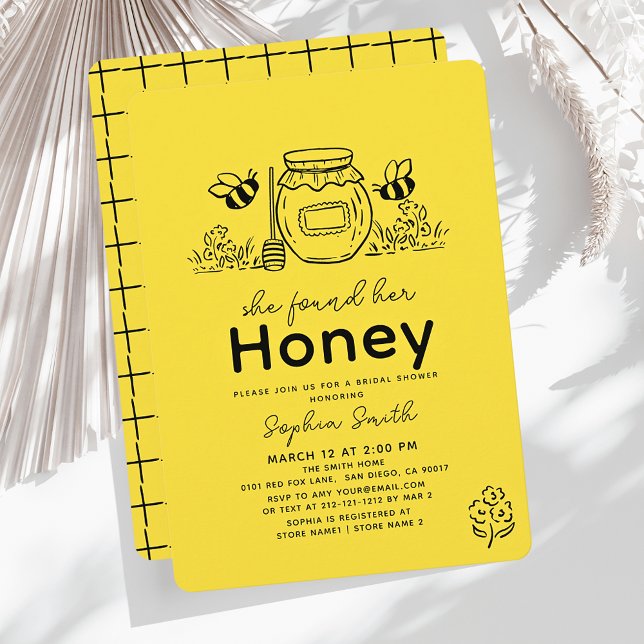 Invitación She found her Honey Hand-drawn Bridal Shower (Subido por el creador)