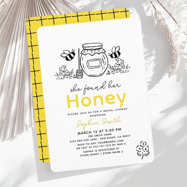Invitación She found her Honey Hand-drawn Bridal Shower (Subido por el creador)