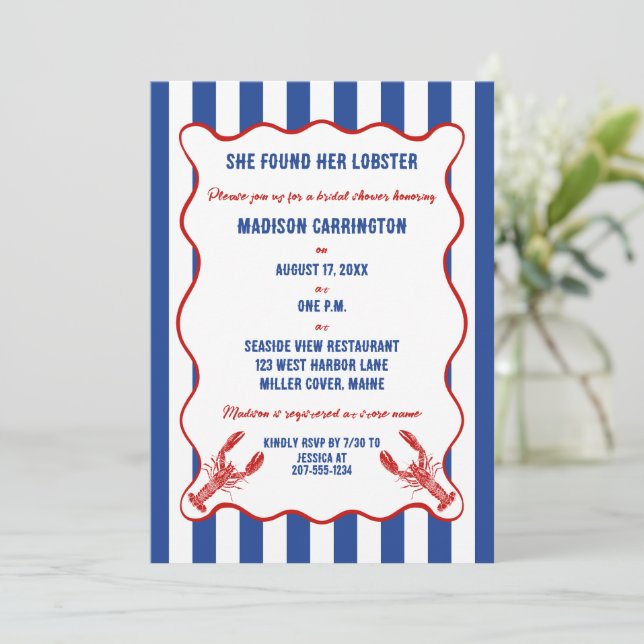 Invitación She Found Her Lobster Nautical Bridal Shower (Anverso de pie)