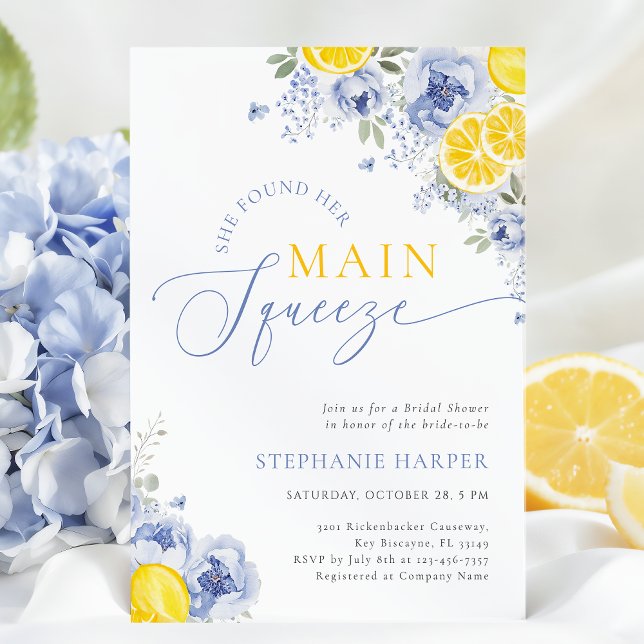 Invitación She Found Her Main Squeeze Blue Bridal Shower (Subido por el creador)