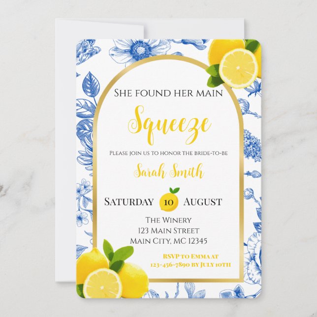 Invitación She Found Her Main Squeeze Bridal Shower (Anverso)