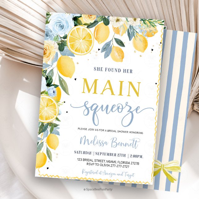 Invitación She Found Her Main Squeeze Lemon Bridal Shower  (She Found Her Main Squeeze Lemon Bridal Shower Invitation
she found her main squeeze, lemon bridal s)