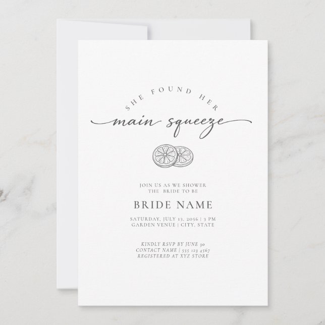 Invitación She Found Her Main Squeeze Lemon Bridal Shower (Anverso)