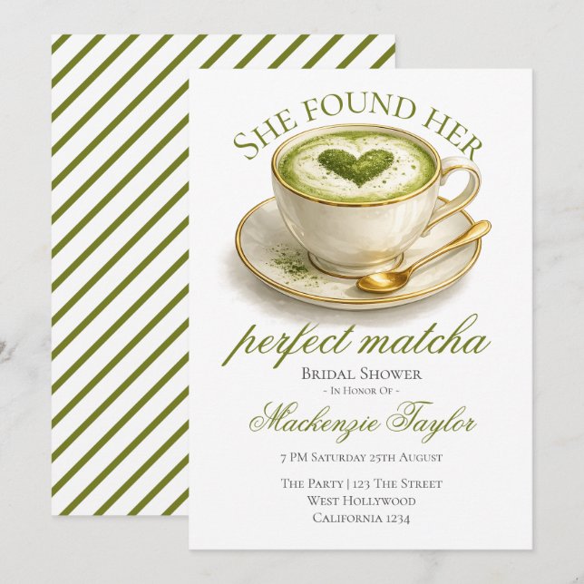 Invitación She Found Her Perfect Matcha Bridal Shower  (Anverso / Reverso)