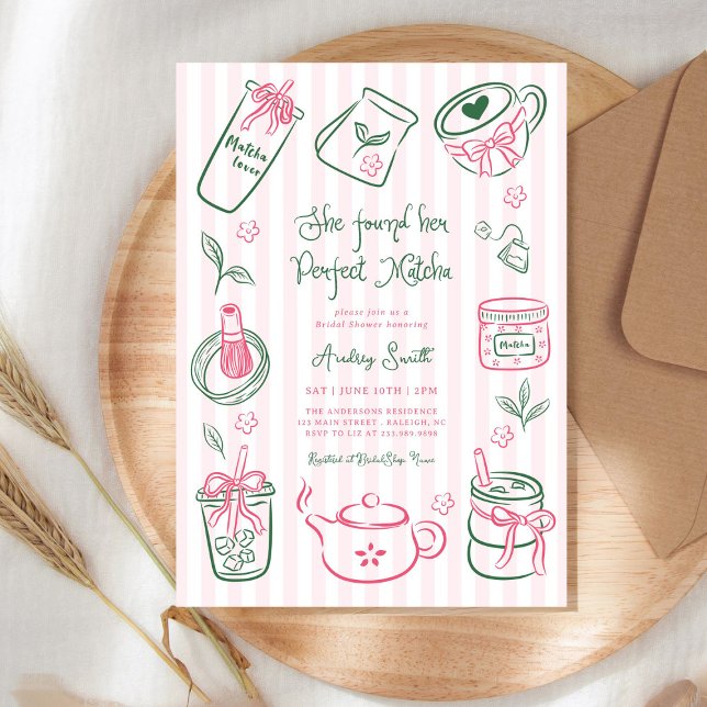 Invitación She Found Her Perfect Matcha Pink Bridal Shower (Subido por el creador)