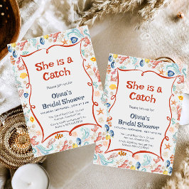 Invitación She Is a Catch Coastal theme Bridal Shower 