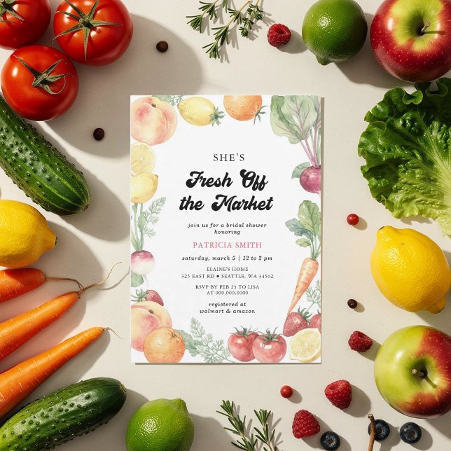 Invitación She is off the Market Farmers Market Bridal Shower (fresh off the market bridal shower invitation)