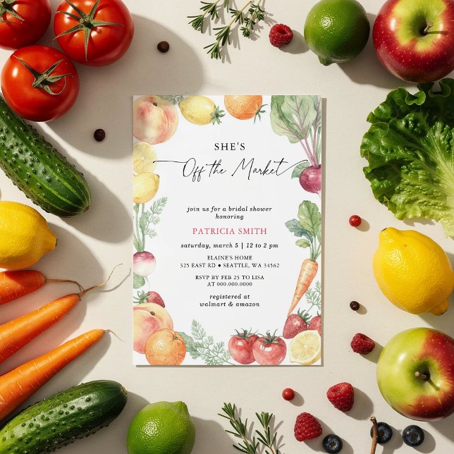 Invitación She is off the Market Farmers Market Bridal Shower (She is off the Market Farmers Market Bridal Shower Invitation)