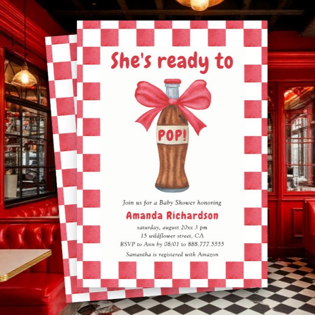 Invitación She is Ready to Pop Soda Bottle Baby Shower (Subido por el creador)
