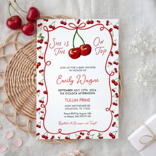 Invitación She is The Cherry on Top Baby Shower Invitation (Subido por el creador)