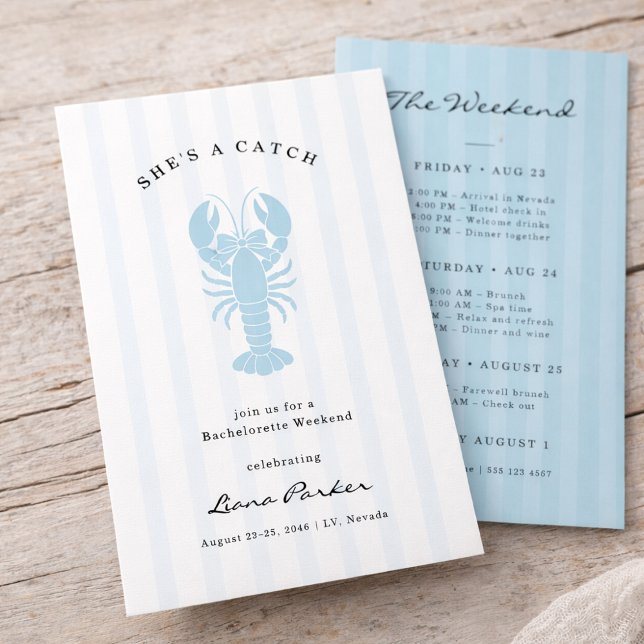 Invitación She’s a Catch Coastal Lobster Bachelorette Weekend (Subido por el creador)