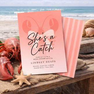 Invitación She’s a Catch Coastal Lobster Bridal Shower 