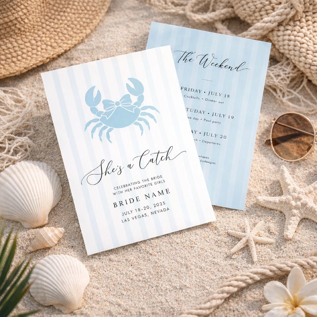 Invitación She’s a Catch Coastal Stripe Bachelorette Weekend (Subido por el creador)