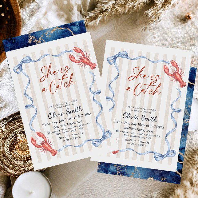 Invitación She’s a Catch Costal Lobster Bridal Shower  (Subido por el creador)