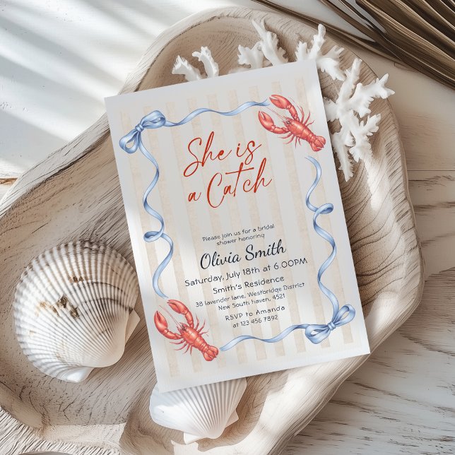 Invitación She’s a Catch Costal Lobster Bridal Shower  (Subido por el creador)