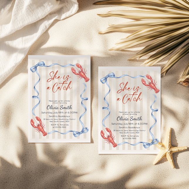 Invitación She’s a Catch Costal Lobster Summer Bridal Shower  (Subido por el creador)