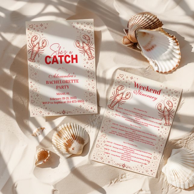 Invitación She’s a Catch Lobster Bachelorette Party (Subido por el creador)