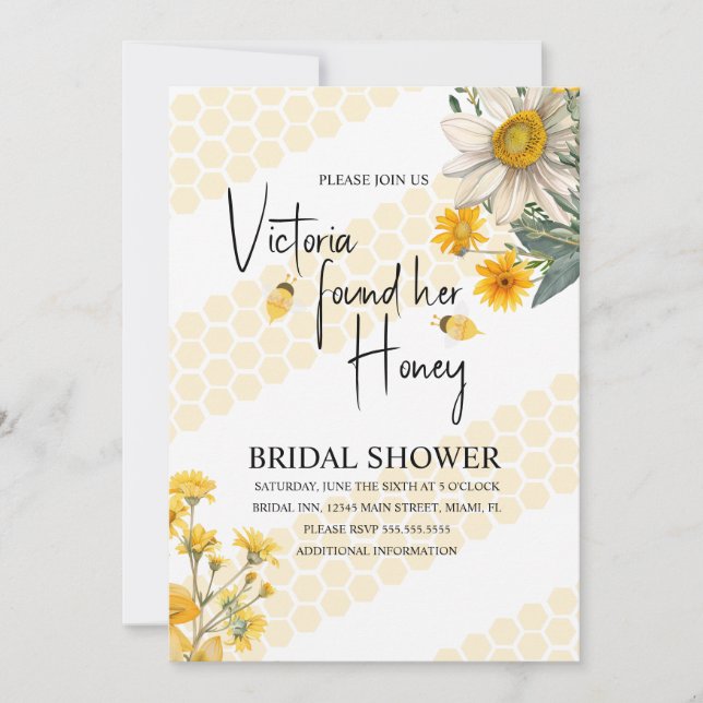 Invitación She’s Found Her Honey Bee Wedding Bridal Shower (Anverso)