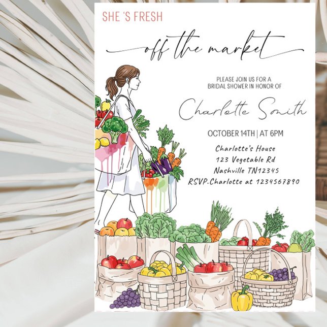 Invitación She’s Fresh Off the Market Bridal Shower Party (Subido por el creador)