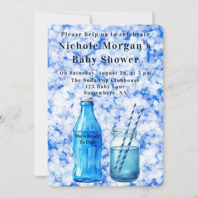 Invitación She’s Ready To Pop Boy Baby Shower (Anverso)