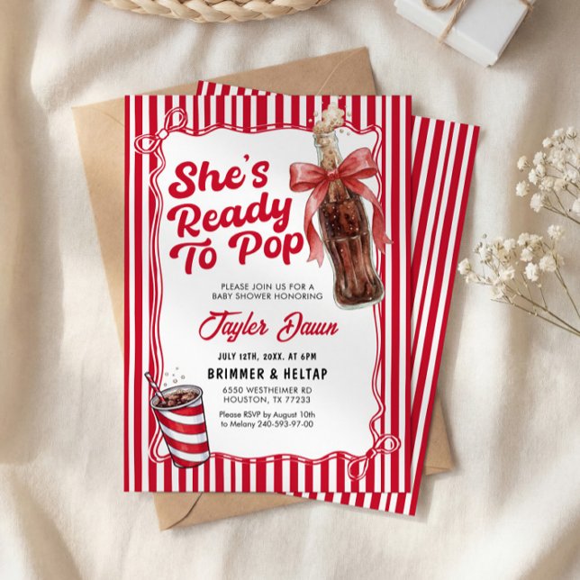 Invitación She’s Ready to Pop Cola Bottle Baby Shower  (Subido por el creador)