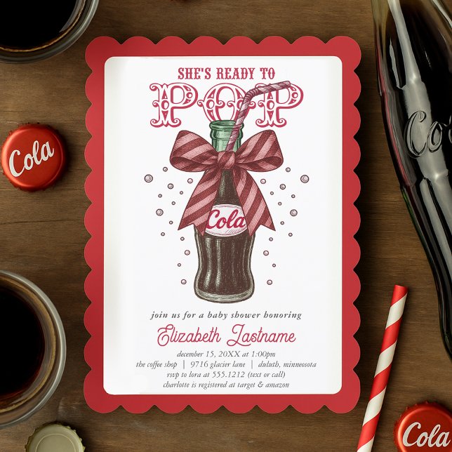 Invitación She’s Ready to Pop Cola Bottle Baby Shower (She’s Ready to Pop Cola Bottle Baby Shower Invitation)