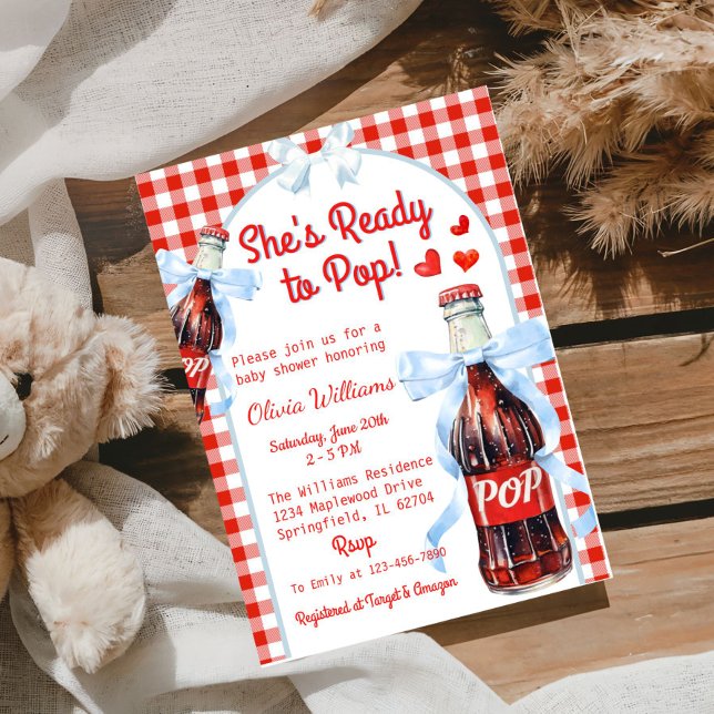 Invitación She’s Ready to Pop Soda Baby Shower (She's Ready to pop Baby Shower Invitation)